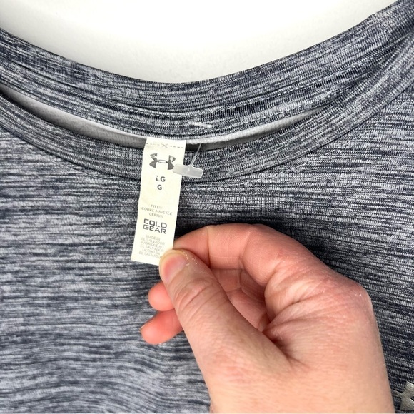 Under Armour Grey Gray Marled Long Sleeve Cold Gear Athletic Sporty Top Large - Picture 10 of 14